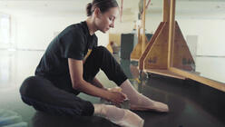 Ballerina Christine Shevchenko puts on her ballet shoes