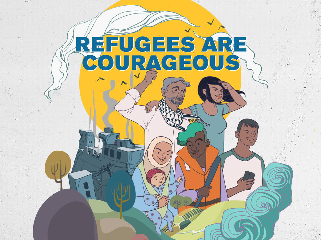 Refugees are courageous illustration by artist Diala Brisly