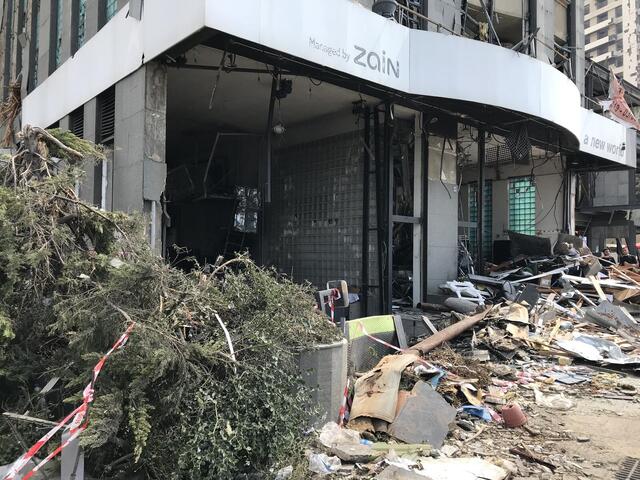 damaged building after beirut explosion