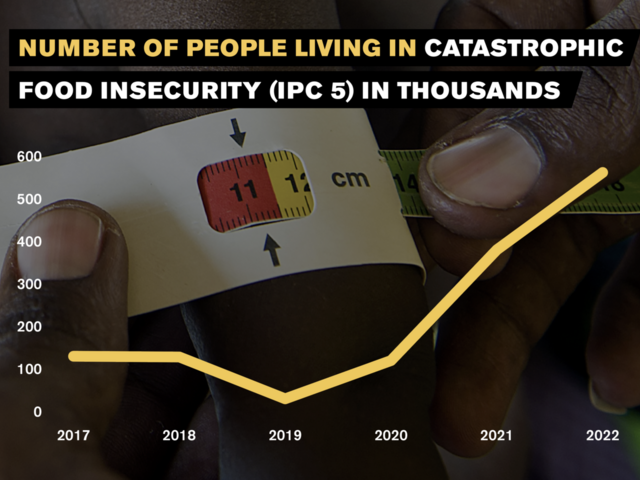 Graph showing increase in people living with food insecurity