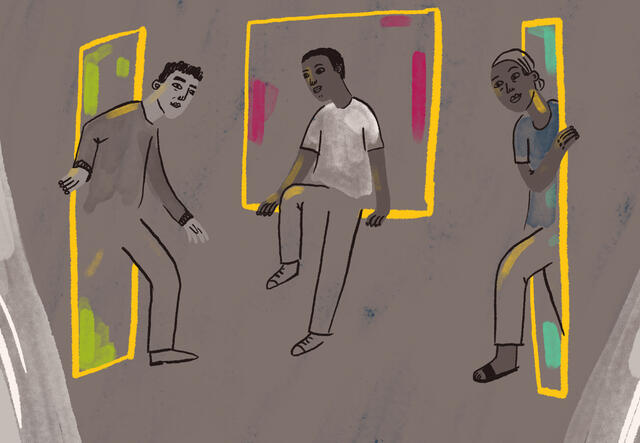 Illustration by Jocie Juritz about mental health crisis on the Greek islands