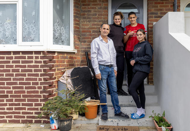 Chadia with her husband Mazen and children, Zane and Nour at their house in Brighton, UK
