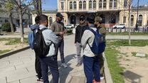 IRC staff provide information to young people at Trieste Central Station