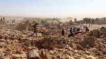 The rubble of a building exemplifies the power of the earthquake that struck near Herat, Afghanistan. 
