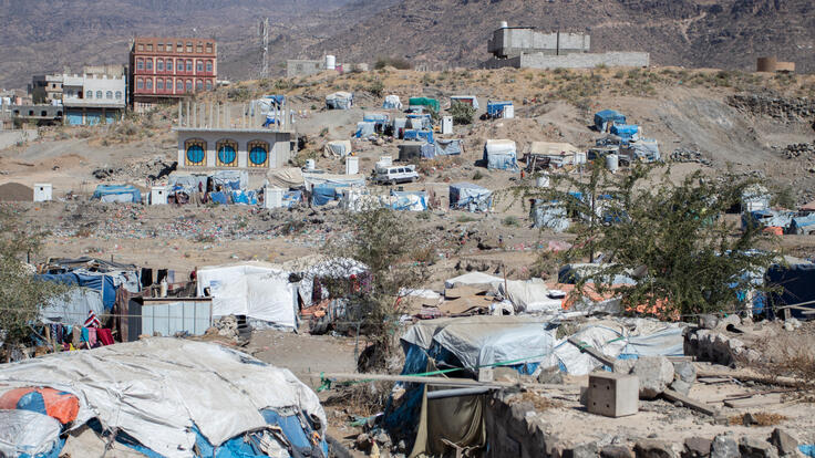 Landscape showing living conditions in Sahdah camp in Yemen